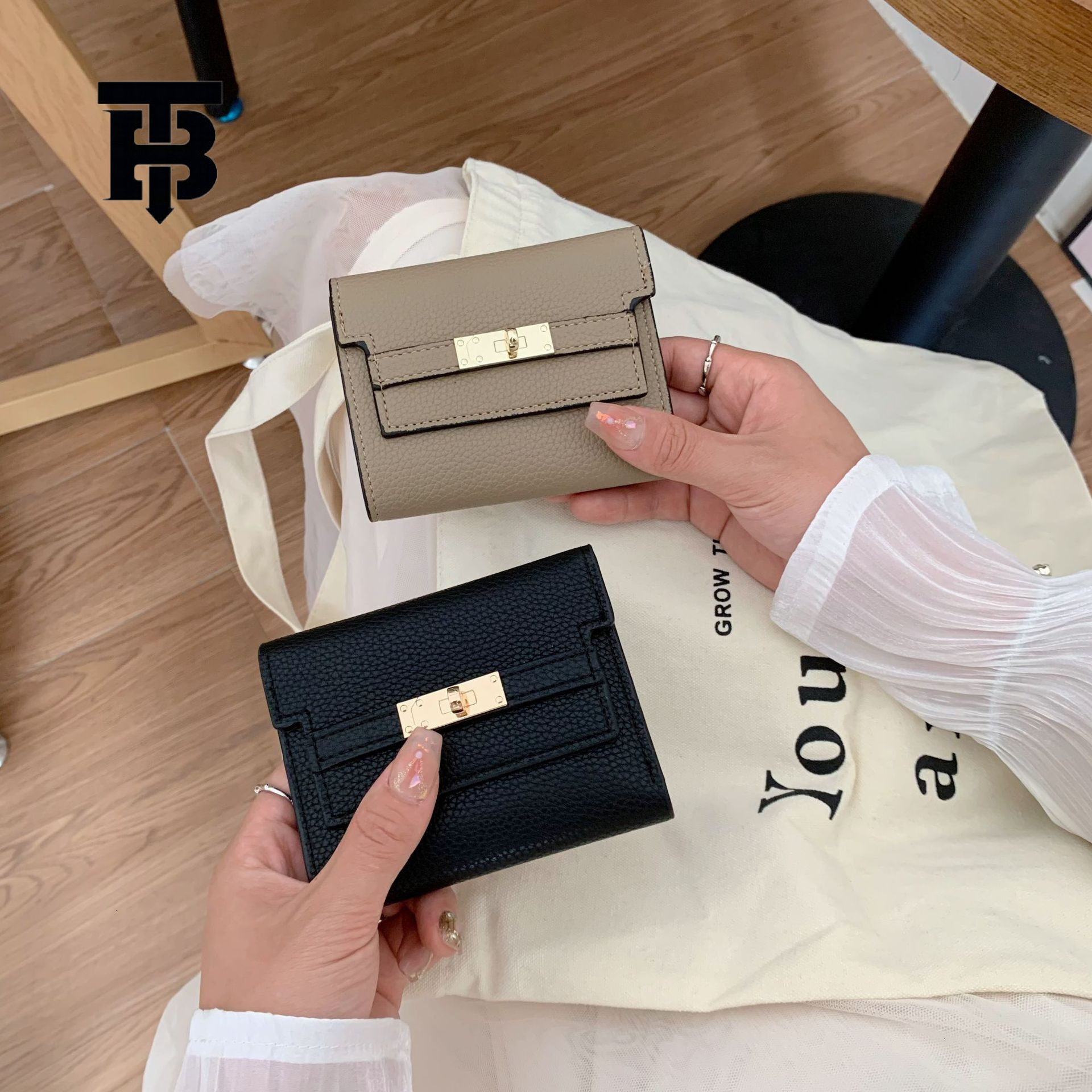 TB BHULAMTE Designer Women's Wallet Ins Premium Folding Card Bag Short Handbag Zero Money Bag Mini Business Card Holder