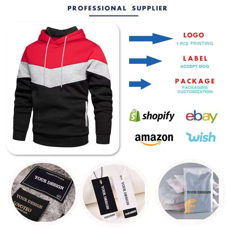 100% Polyester Logo Blank Streetwear Men's Hoodie
