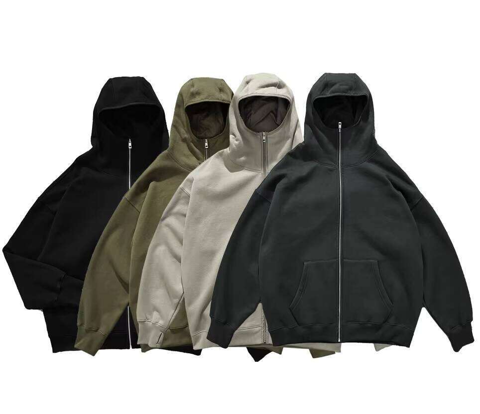 High-Quality 350GSM Cotton Wool Heavyweight Oversized Logo Zipper Men's Hoodie