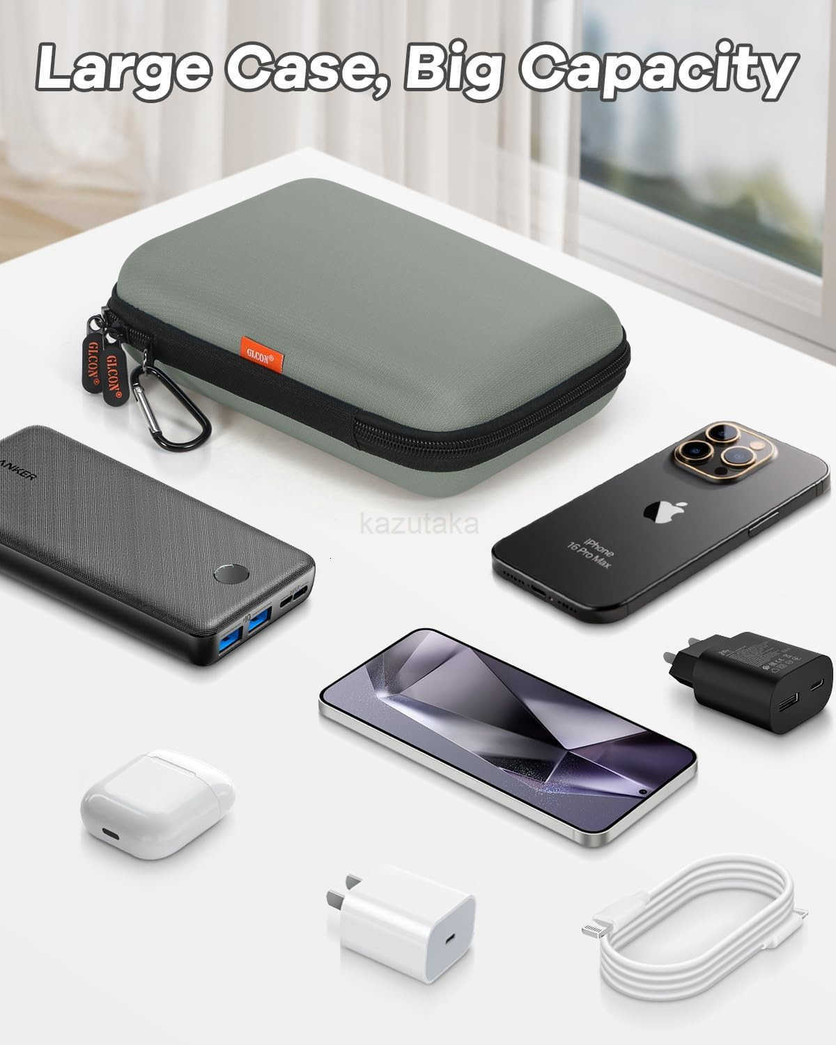 Hard Shell Carrying Case for External Hard Drive Hard Disk Power Bank Charger Cable Cell Phone Electronic Accessories Larger Capacity Storage Pouch Sh