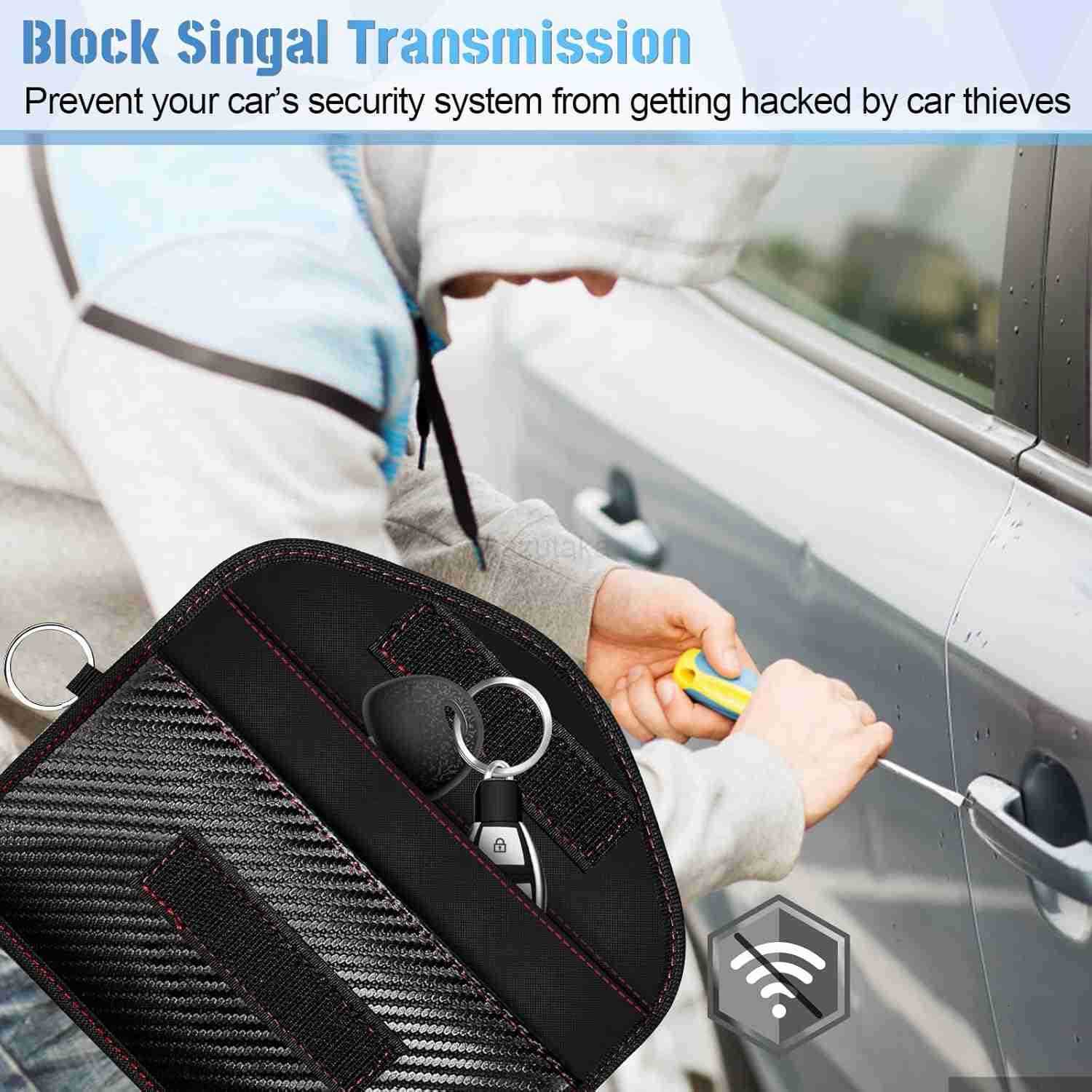 Bags for Phone and Key Fob 2 Pack Pouchs Faraday Car Key Signal Blocker RFID Blocking Pouch Car Keys Fob Protector 78 Anti Theft Phone Pouch with Sign