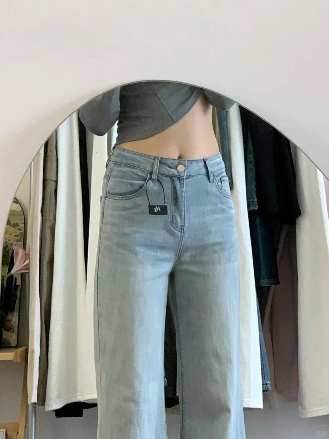 Botvotee Retro Classic American Vintage Denim Jeans for Women High Waisted Straight 1950s1960s Inspired Jeans Light Blue Pants Z250910