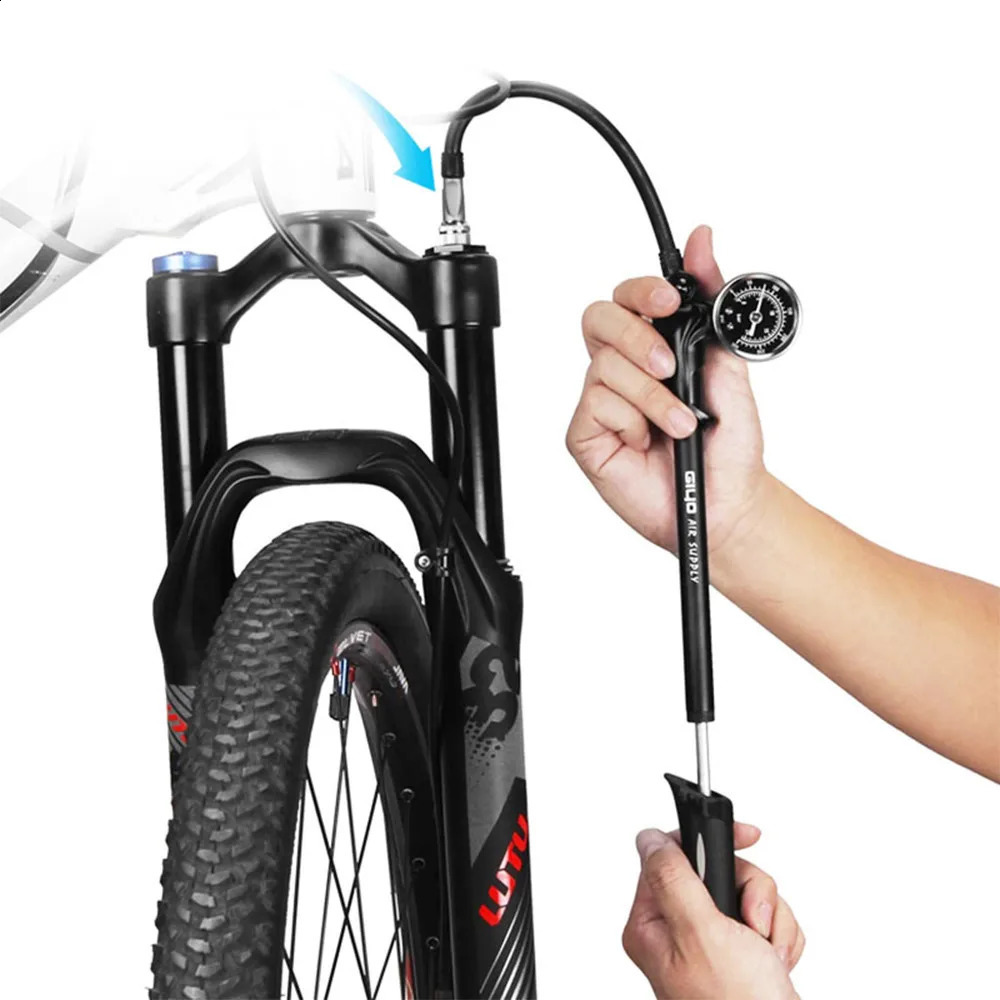 GIYO GS02D Foldable 300PSI HighPressure Bicycle Air Shock Pump With Lever Gauge for Fork and Rear Suspension Mountain Bike 250910