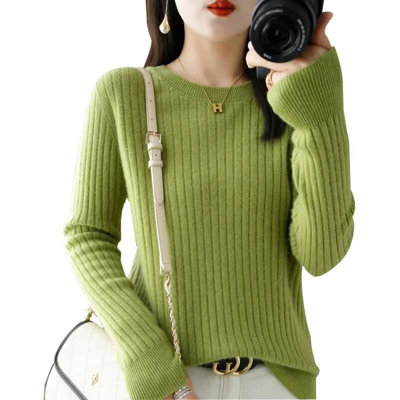 2025 Women Sweaters Autumn Winter Long Sleeve Pullovers O-neck Stripe Warm Pullover Korean Fashion Bottoming Shirts Loose Jumper dongdumaoyi