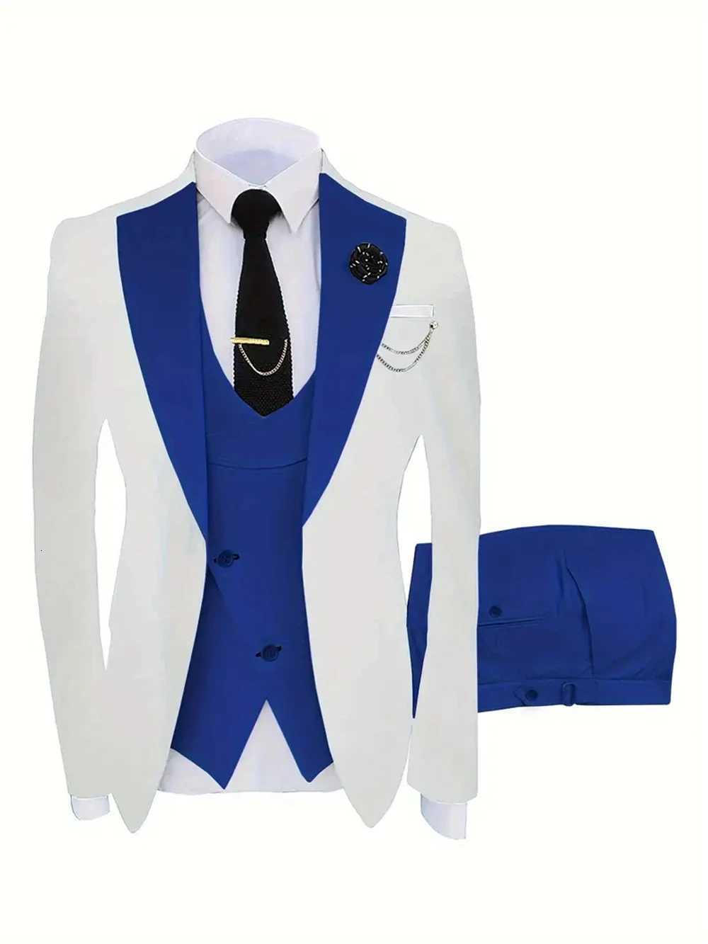 Fashion Mens Suits 3 Piece Groom Bestmen Slim Fit Wedding Prom Party Tuxedo Elegant Formal Events Dress Suit BlazerVestPant W250910