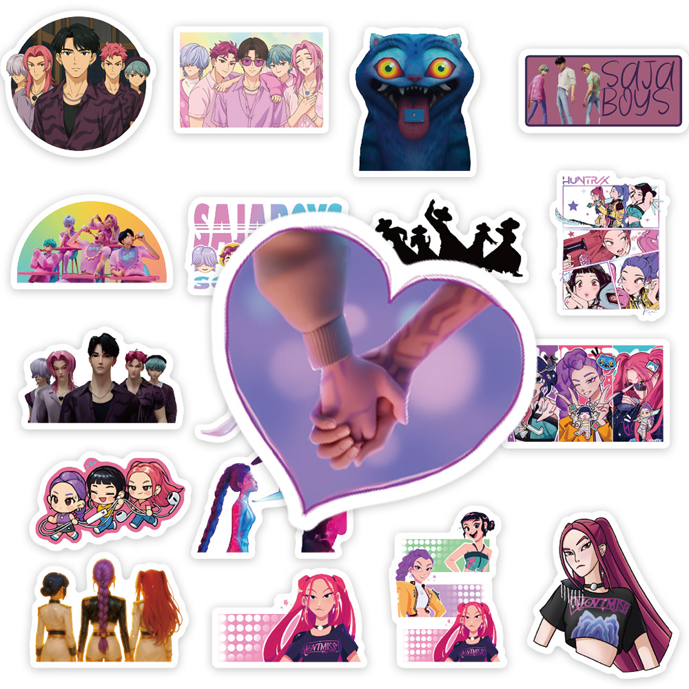 50-500pcs Kpop Demon Hunters Stickers for Water Bottle Waterproof Stickers for Laptop Skateboard Phone Guitar Travel Case Bike Notebook Helmet Sticker