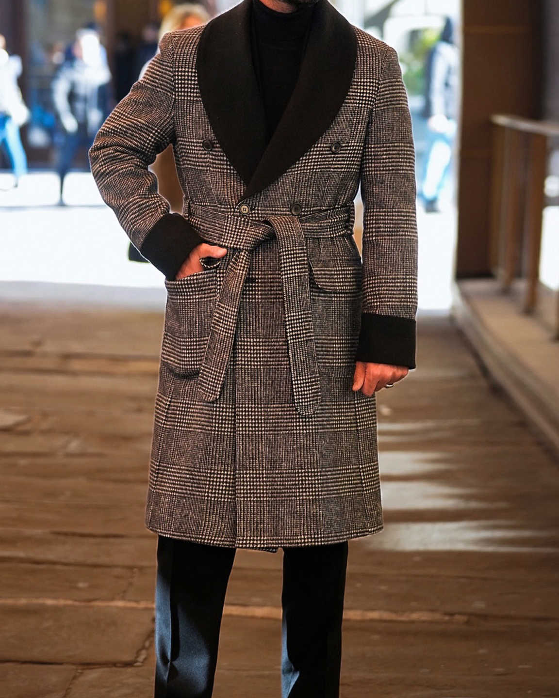Winter Striped Overcoat Men Suit Slim Fit Coat Tailor-Made Party Beads Suits Groom Groomsman Formal Occasions Size Customized Hot Sale C1740