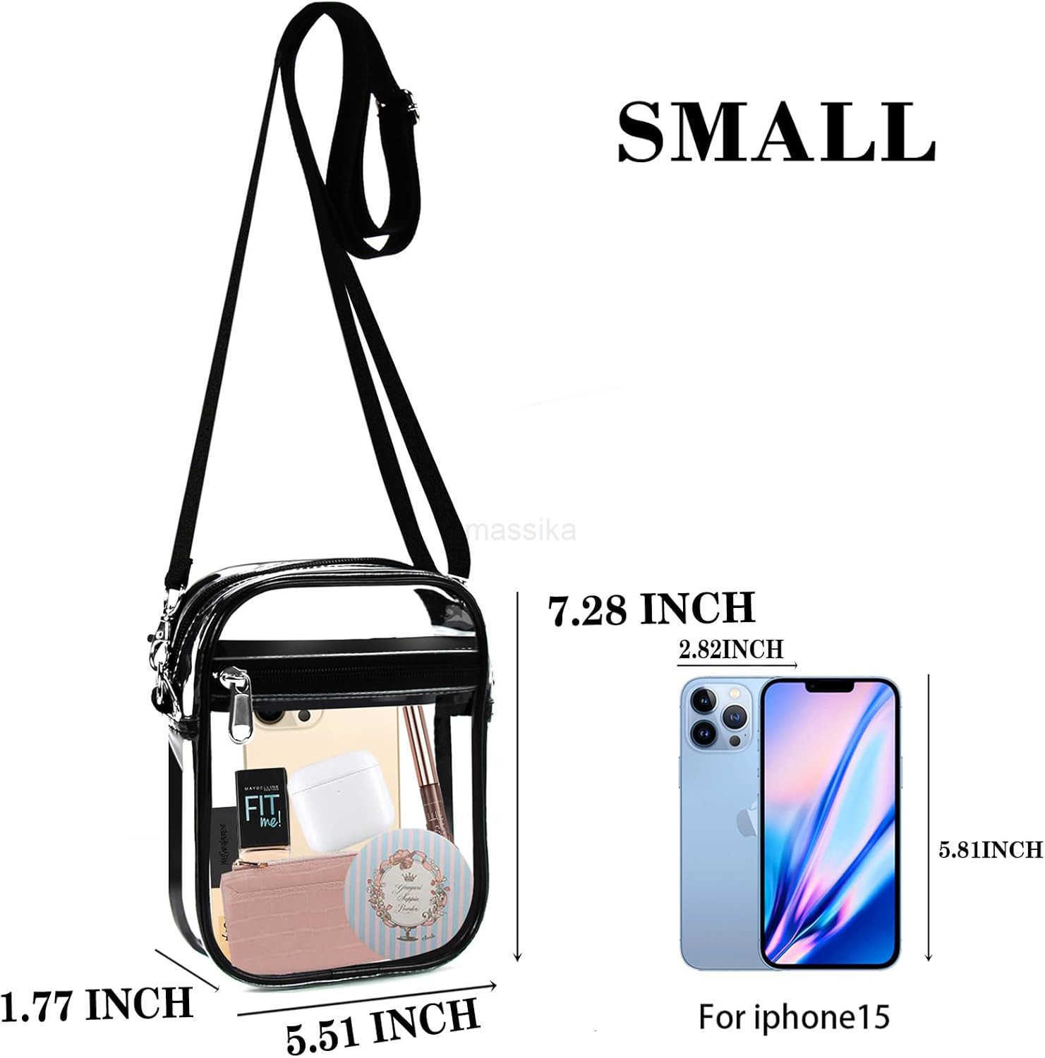 Clear Crossbody Purse Bag Clear Bag Stadium Approved with Front Pocket for Concerts Sports Festivals M250910