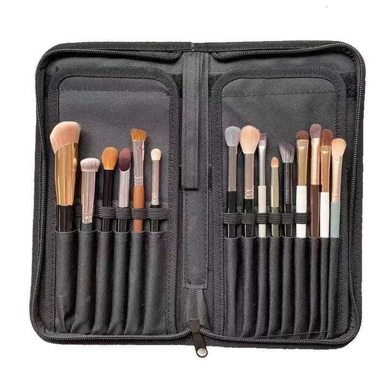 15 Slots Folding Cosmetic Brush Case with Zipper Women Cosmetic Brushes Storage Bag Female Travel Makeup Tools Holder OrganizerXJ250910