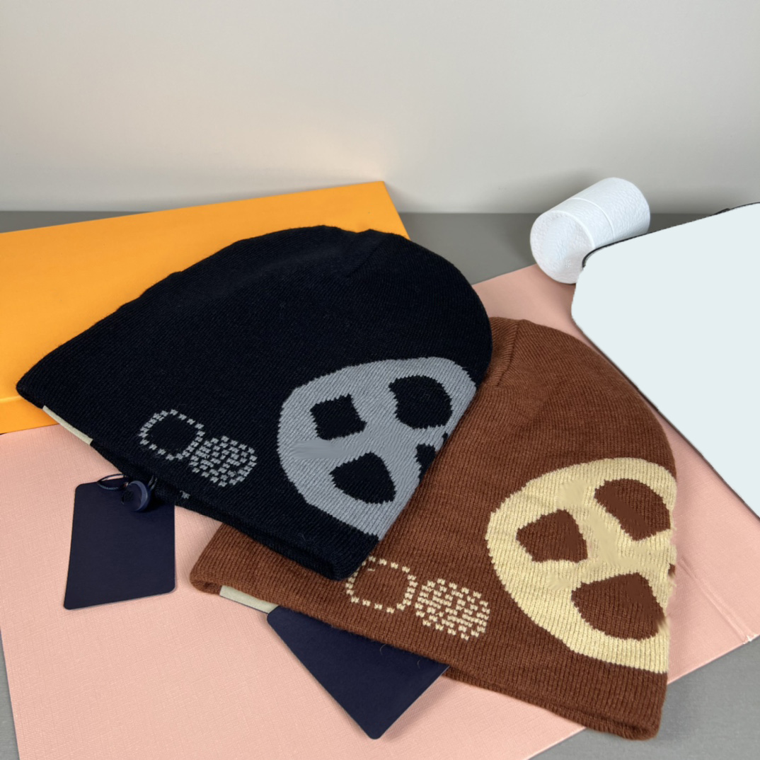 Beanie Double-Sided Design Beanies Knitted Woollen Hat Beanie For Women Men's Beanie Winter Warm Yarn Hat Brand Fashion Beanie Autumn Winter New Styles