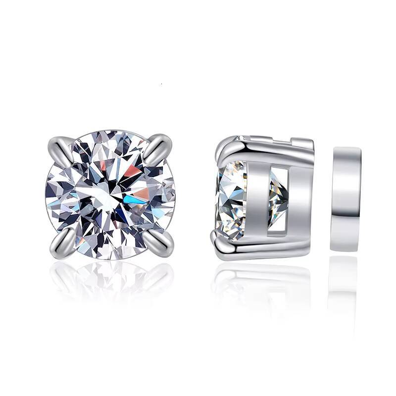 S925 Sterling Silver Moissanite Earrings for Men Women EarLess FourClaw Design Magnetic Cure Geometric Anniversary Parties