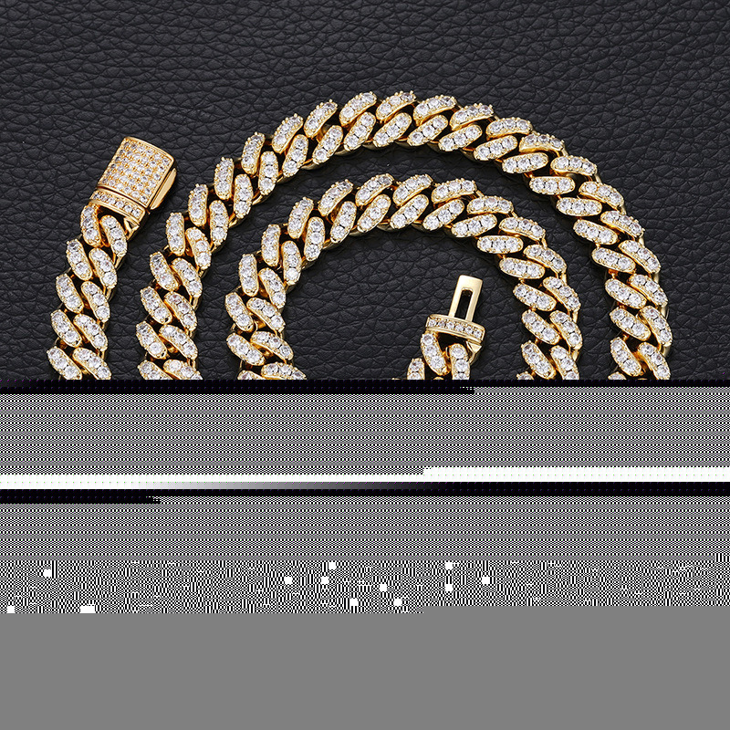 Men Jewelry 8MM VVS Moissanite 18K Gold Plated Cuban Link Chain Hip Hop 925 Silver Iced Out Diamond Miami Cuban Link Necklace