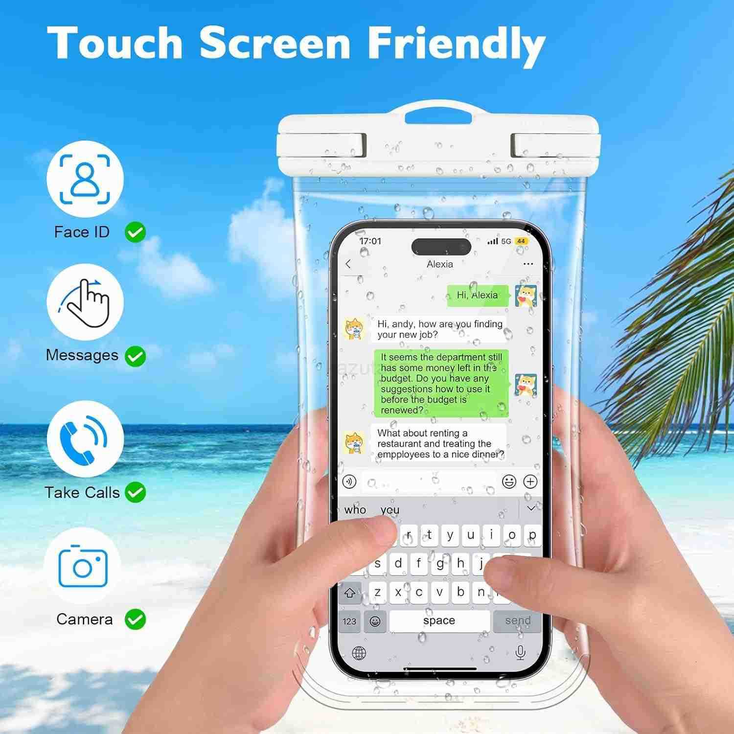 2 PCs Waterproof Phone Pouch Clear Waterproof Phone Case for iPhone 15 Pro Max 14 13 12 11 Plus Up to 69 3D IPX8 Water Proof Cellphone Dry Bag for Sno