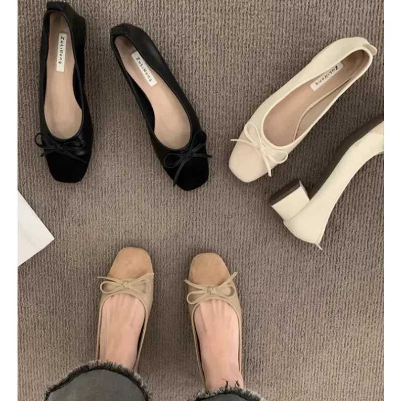 New Women Cute Ballerina Low Heel Shoes Lady Slipony Butterfly Knot Vintage Kawaii Mocasines Loafers Girl Lolita Mom Shoes W250910