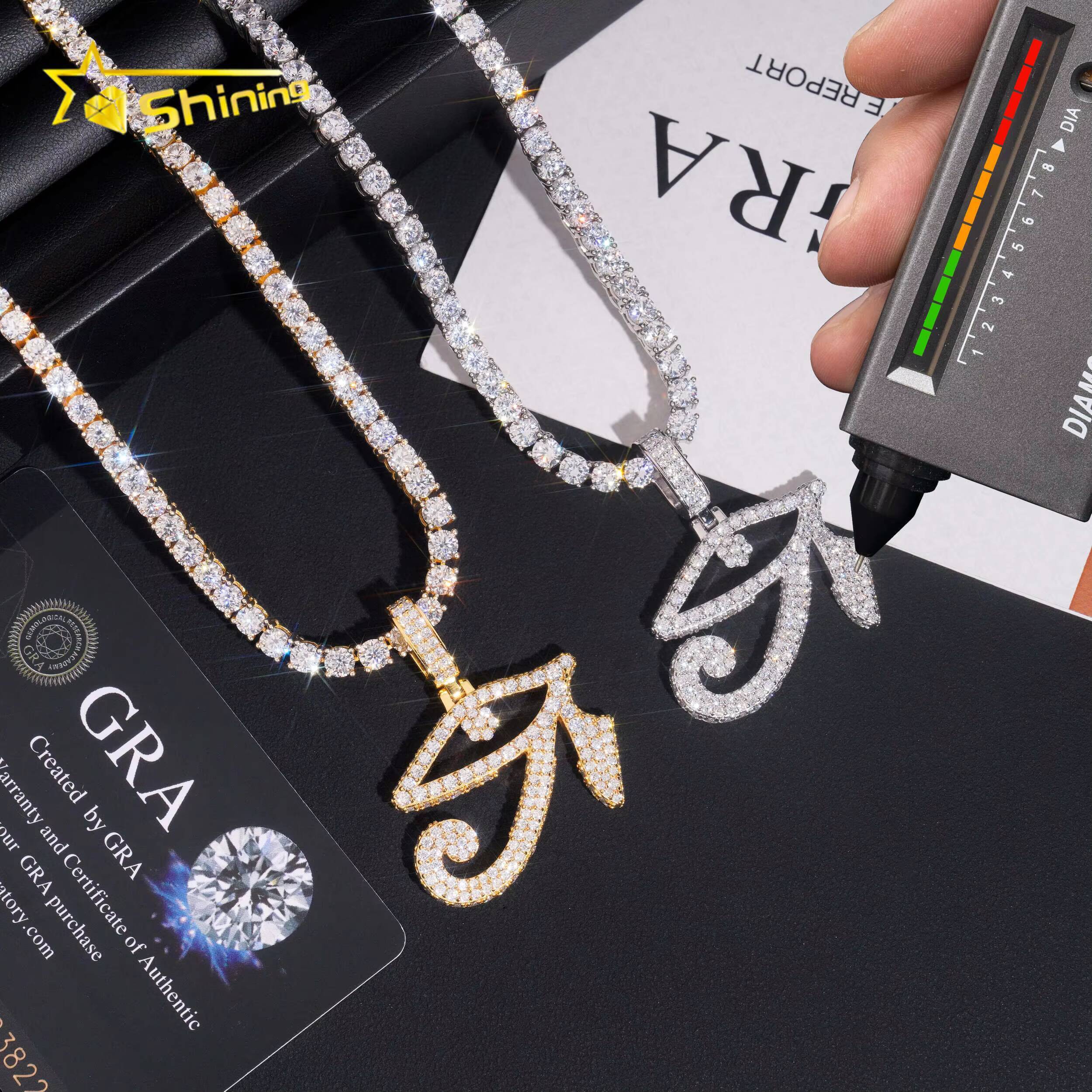 Fine Jewelry 925 Sterling Silver Moissanite Eye Design Hip Hop Pendant Custom Pass Diamond Tester Gold Plated Moissanite Pendant