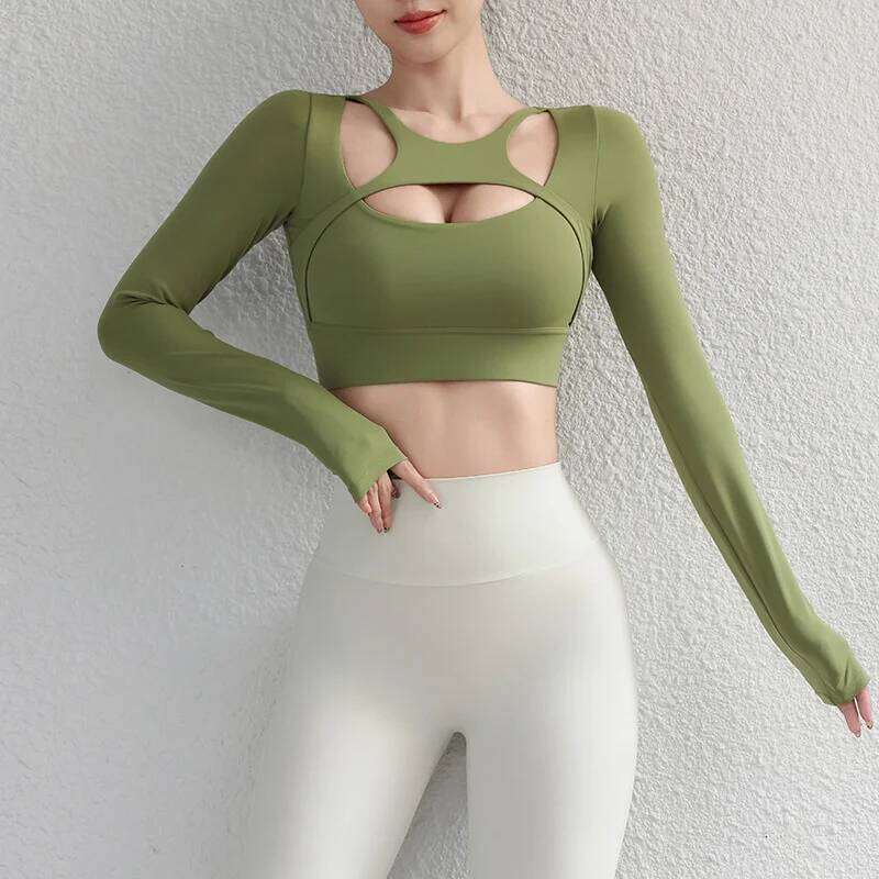 TRY TO BN Sports Coat Yoga Women Long Sleeve Hollow Beauty Back Fiess Jacket Sportswear Workout Training Running Gym Clothing