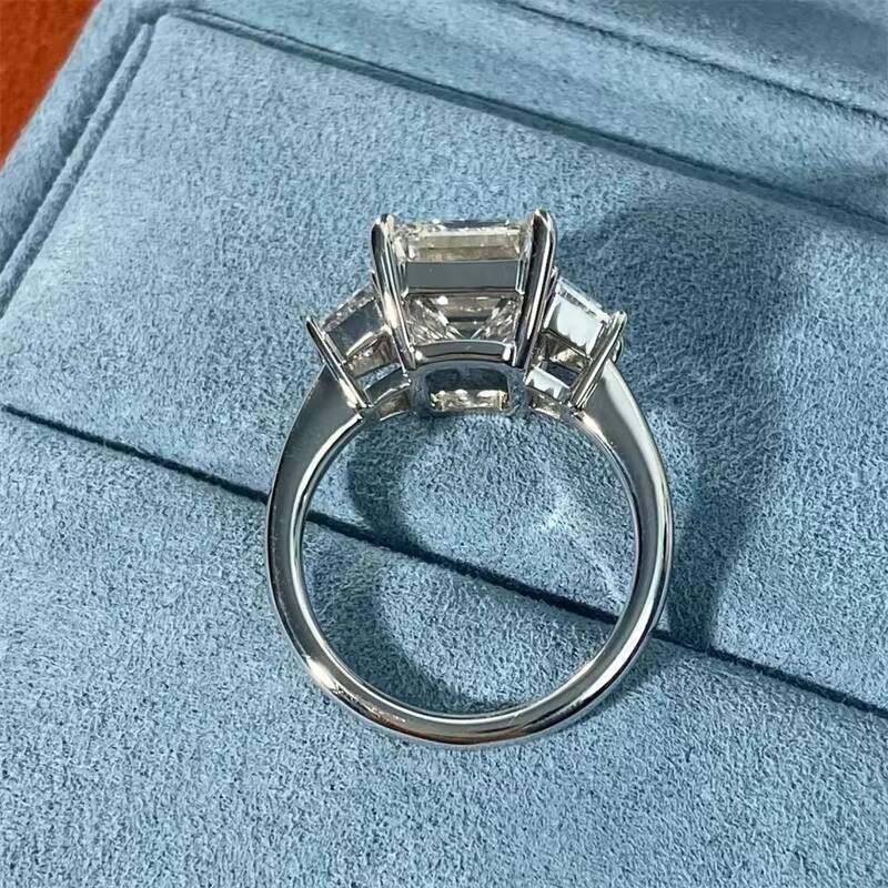 10K 14K 18K White Gold IGI Certificated Lab Grown Diamond 5CT Vintage Engagement Emerald Cut Ring