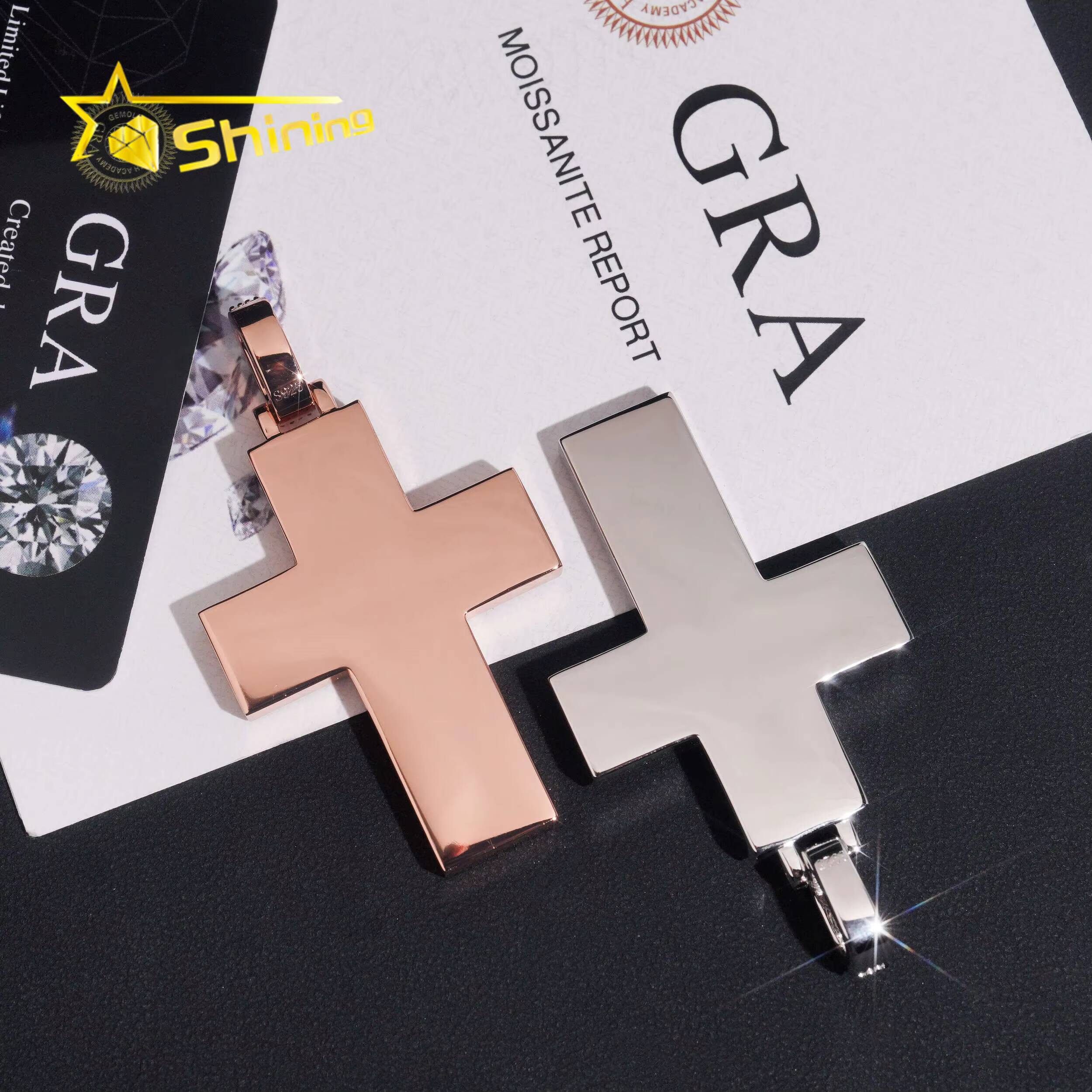 18K Gold Plated VVS Baguette Moissanite 925 Silver Fully Iced Out Pass Diamond Tester Moissanite Cross Charms Fine Jewelry