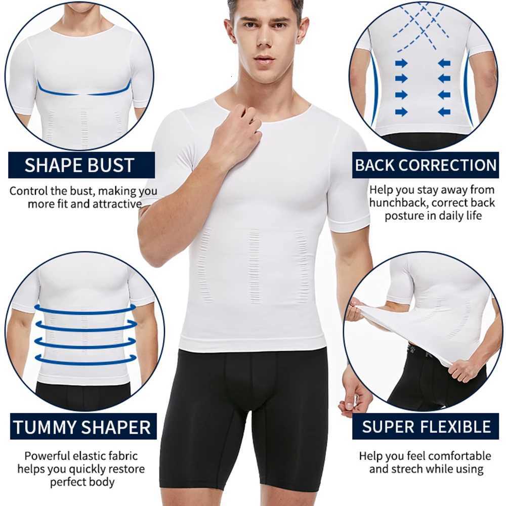 MISSMOLY Mens Body Shaper Slimming Posture Tee Belly Abdomen Corrector Compression Abs Slimming Waist Shaping Corset Tshirt New W250910