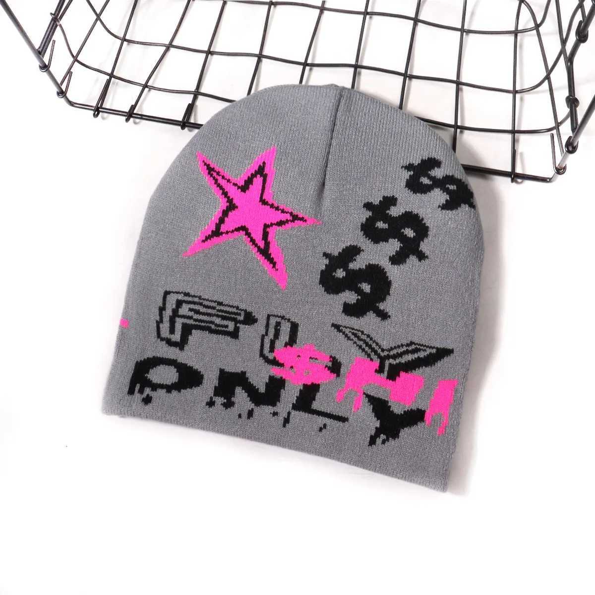 Fashion y2k street hiphop jacquard knitted hat personali fashion trend autumn and winter cold proof warm beaniest G250910