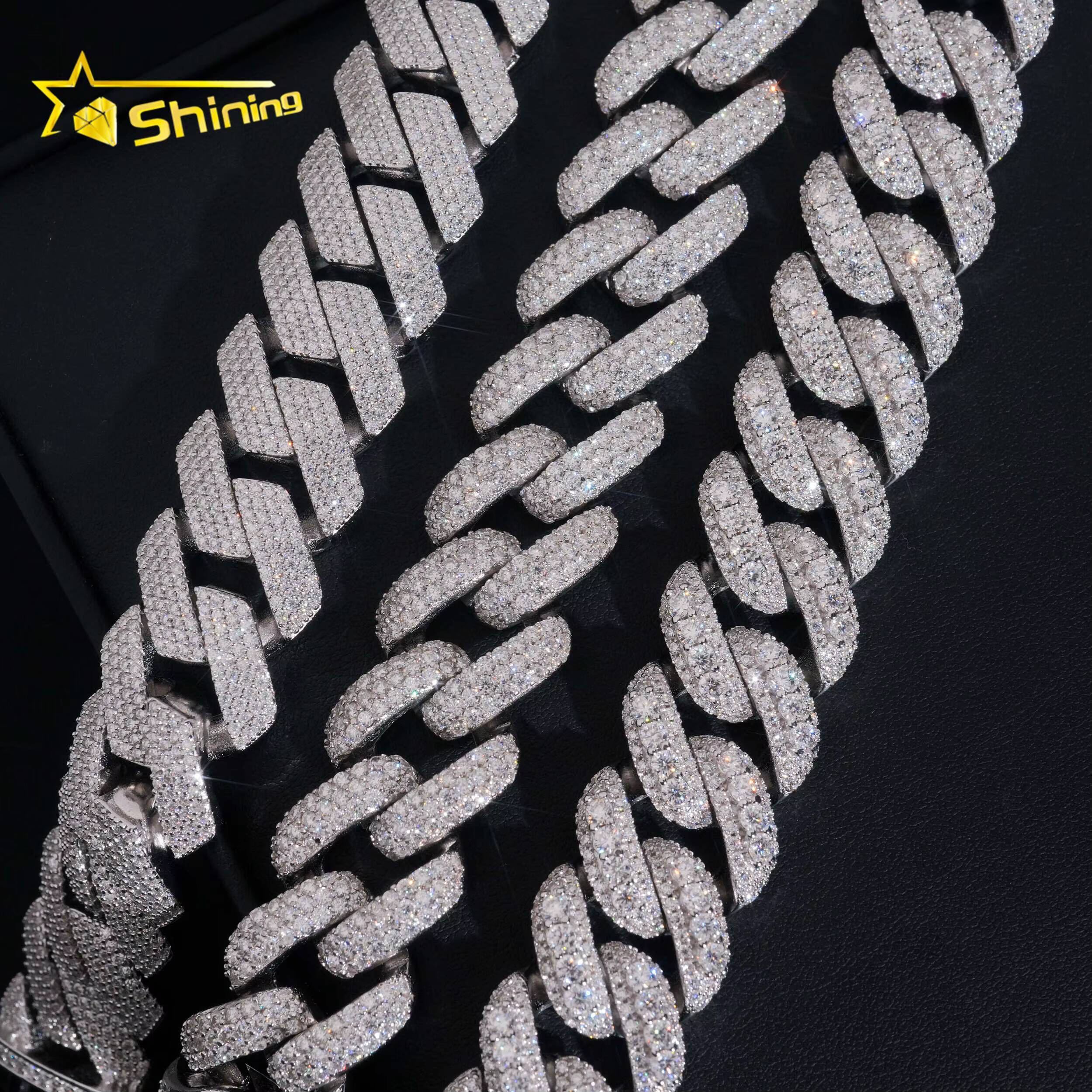 Hot Sale 20mm Mens Cuban Bracelet Sterling Silver 925 Moissanite Pass Diamond Tester Luxury Cuban Link Chain Hip Hop Jewelry