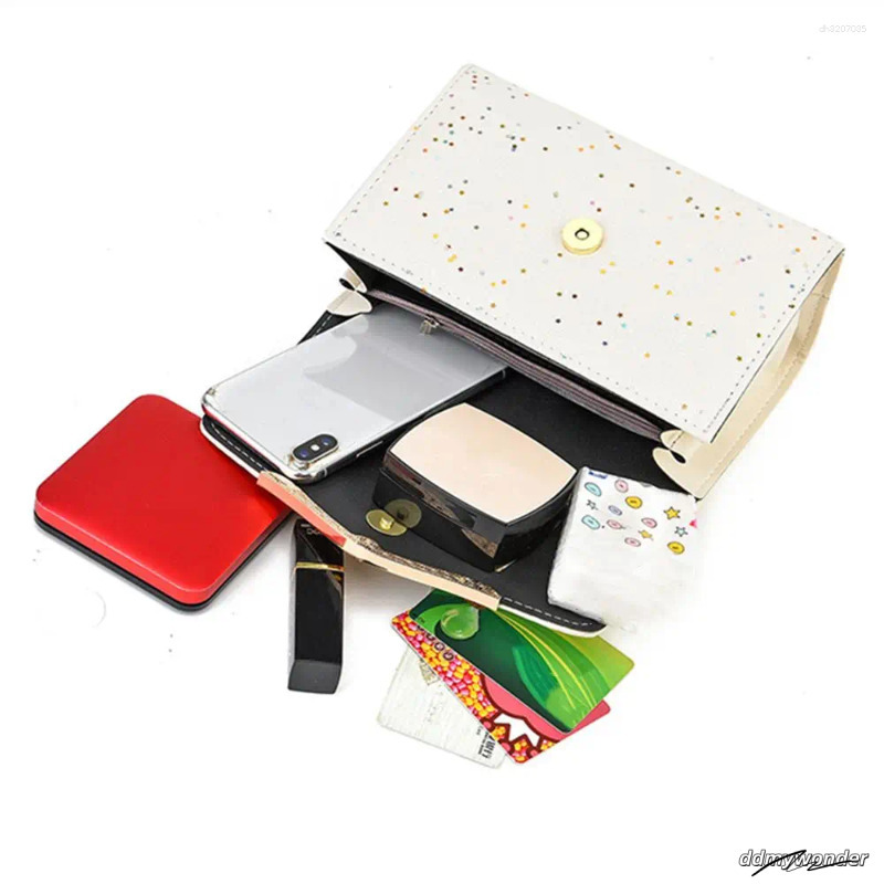 Shoulder Bags Trendy Fashion Ladies Crossbody Small Square Bag Girls Cross Tassel Pendant Sequin Embellished PU Polyester ddmywonder ddmywonder