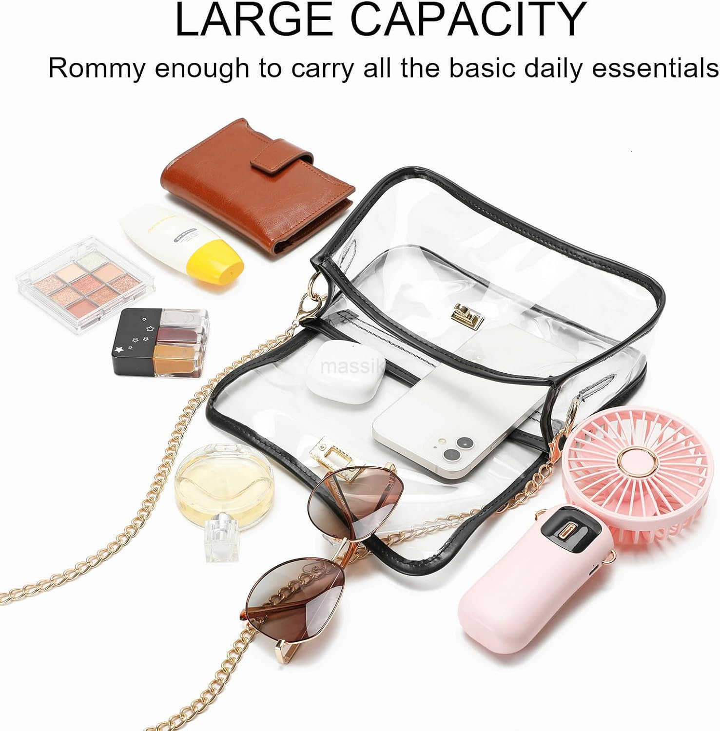 Clear Bag Stadium Event Concert Approved Transparent Clear Crossbody Purse Shoulder Bag for Women M250910
