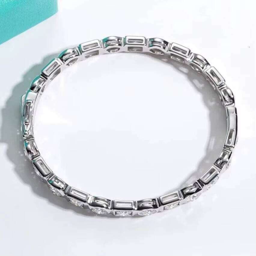 Dia Tennis Sterling Sliver Round Cut Moissanite Classic Bracelet For Women & Men Jewelry