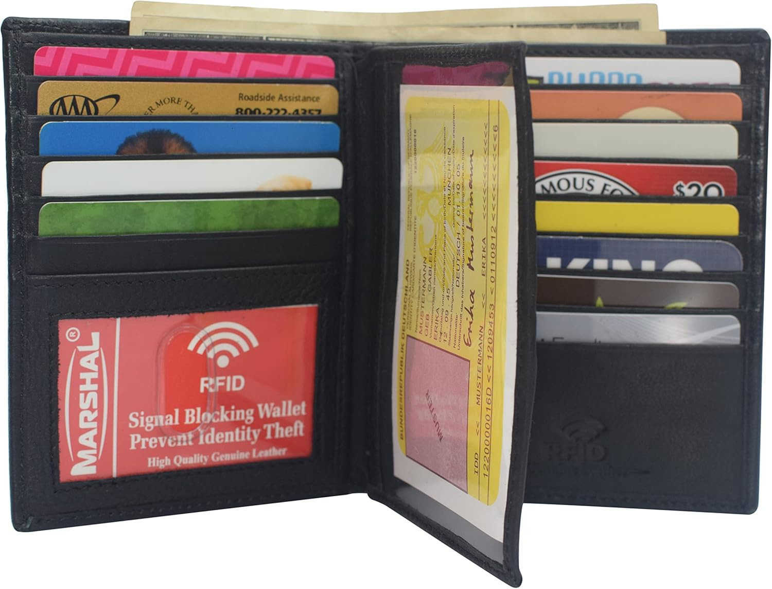 RFID Blocking Bifold Hipster Multi CARD ID Holder Wallet Leather BlackZ250910