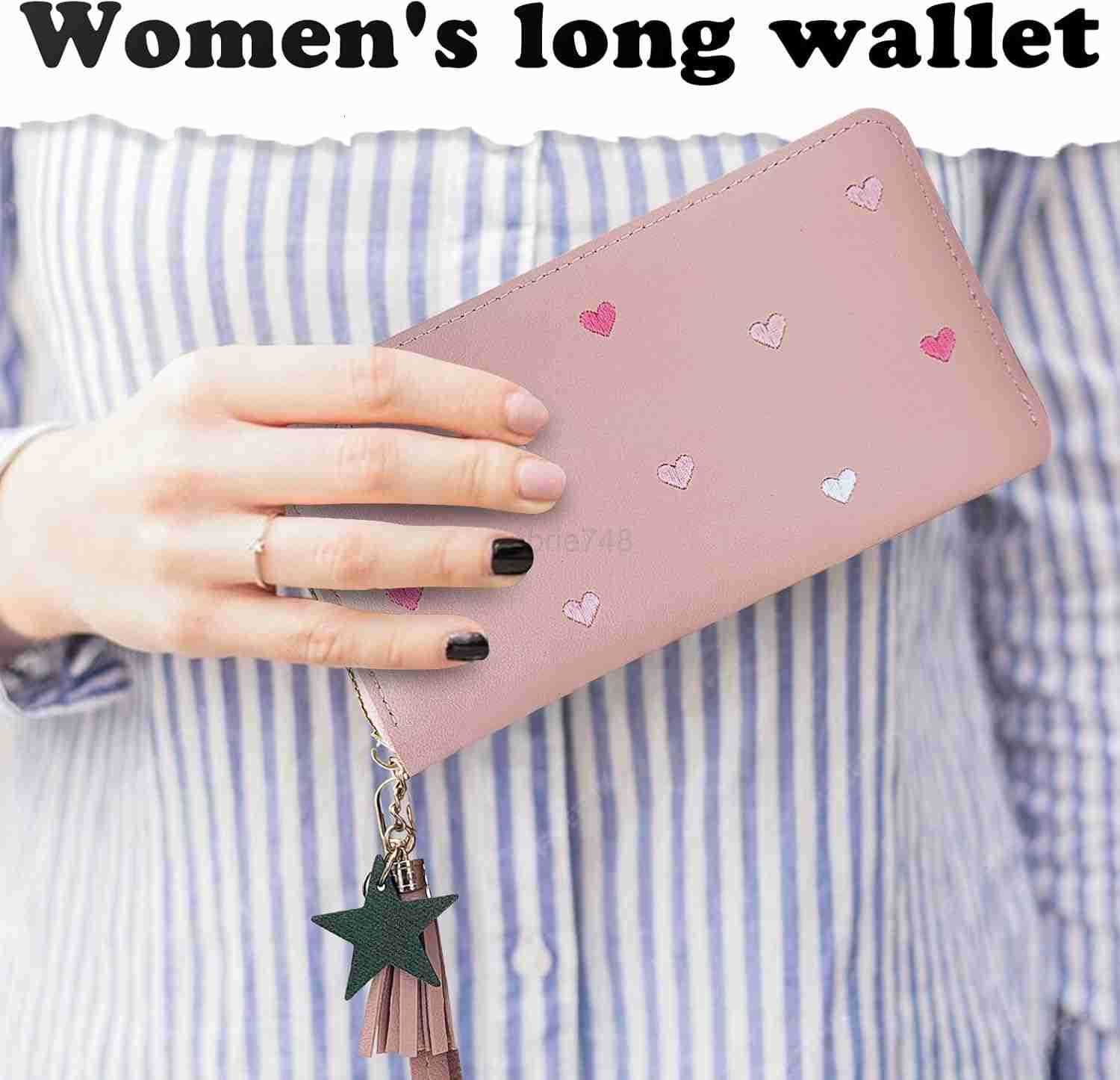 Womens Wallets PU Leather Ladies Wallet Wristlet Wallets for Women with Detachable Handle Multi Slots Travel Wallet Womens Wallet for Shopping Dating 