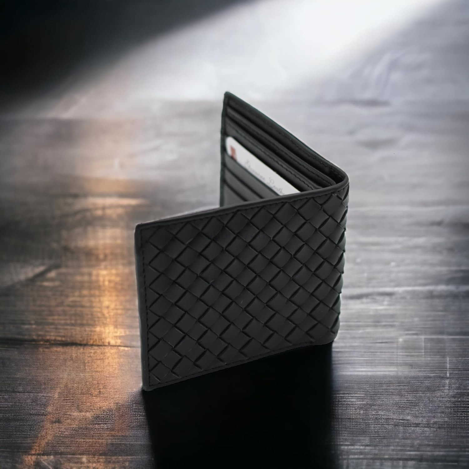 Leather Wallet Wallet for Men with Intrecciato CrissCross Design 8 Card SlotsRFID Blocking Expert Craftsmanship GiftWorthy Packaging BlackZ250910