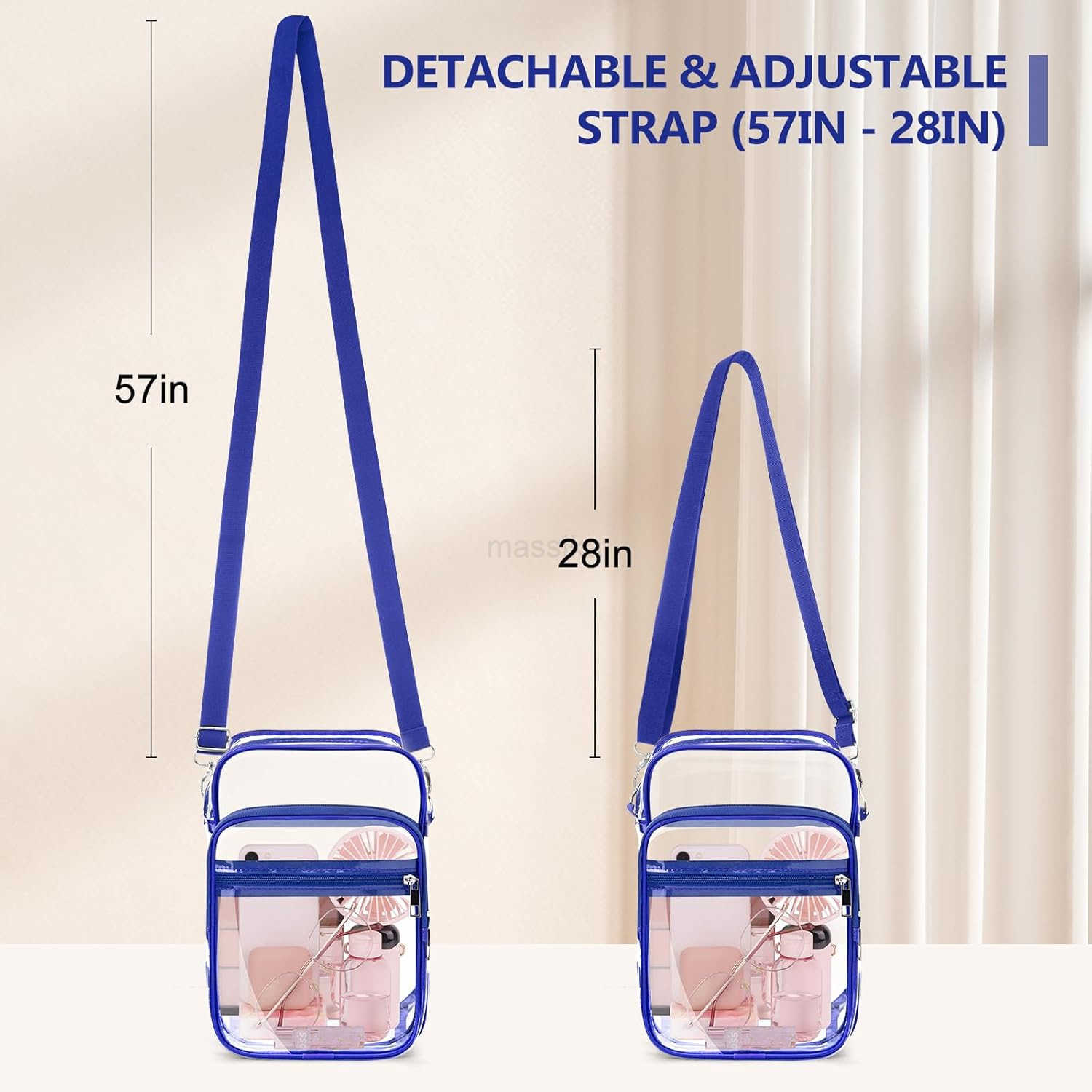 Clear Crossbody Bag with Adjustable Shoulder Strap Stadium Approved PVC Purse Bag Messenger Bag M250910