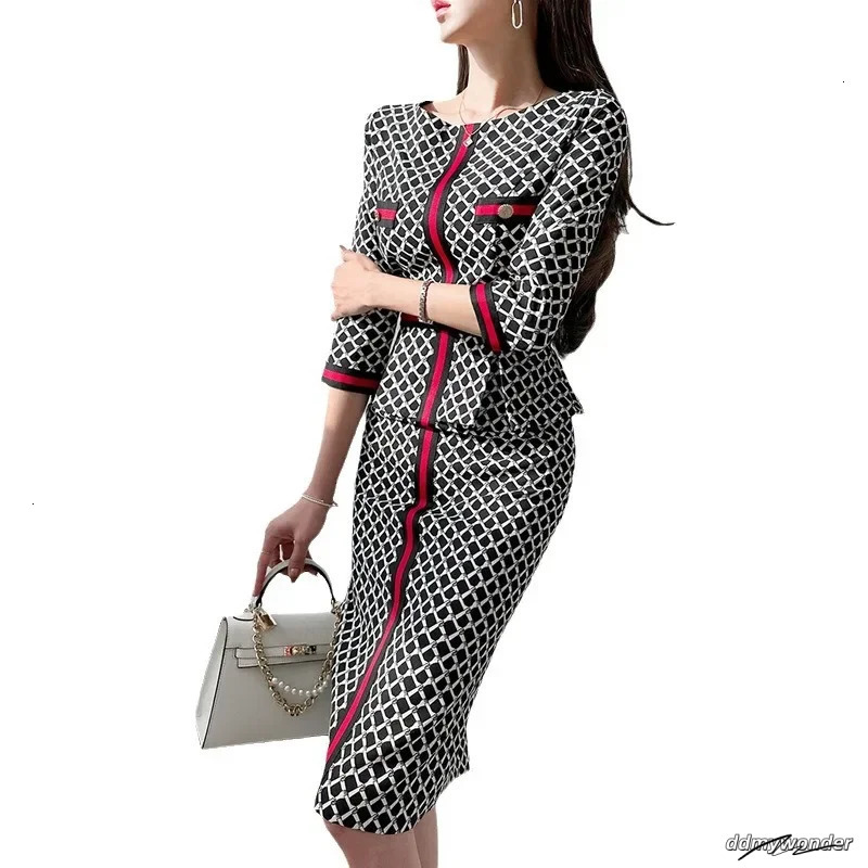 Style European And Korean Womens Clothing Socialite Printed Waist-Fitted Ruffle Edge Dress Summer Professional Wear 250723 ddmywonder ddmywonder