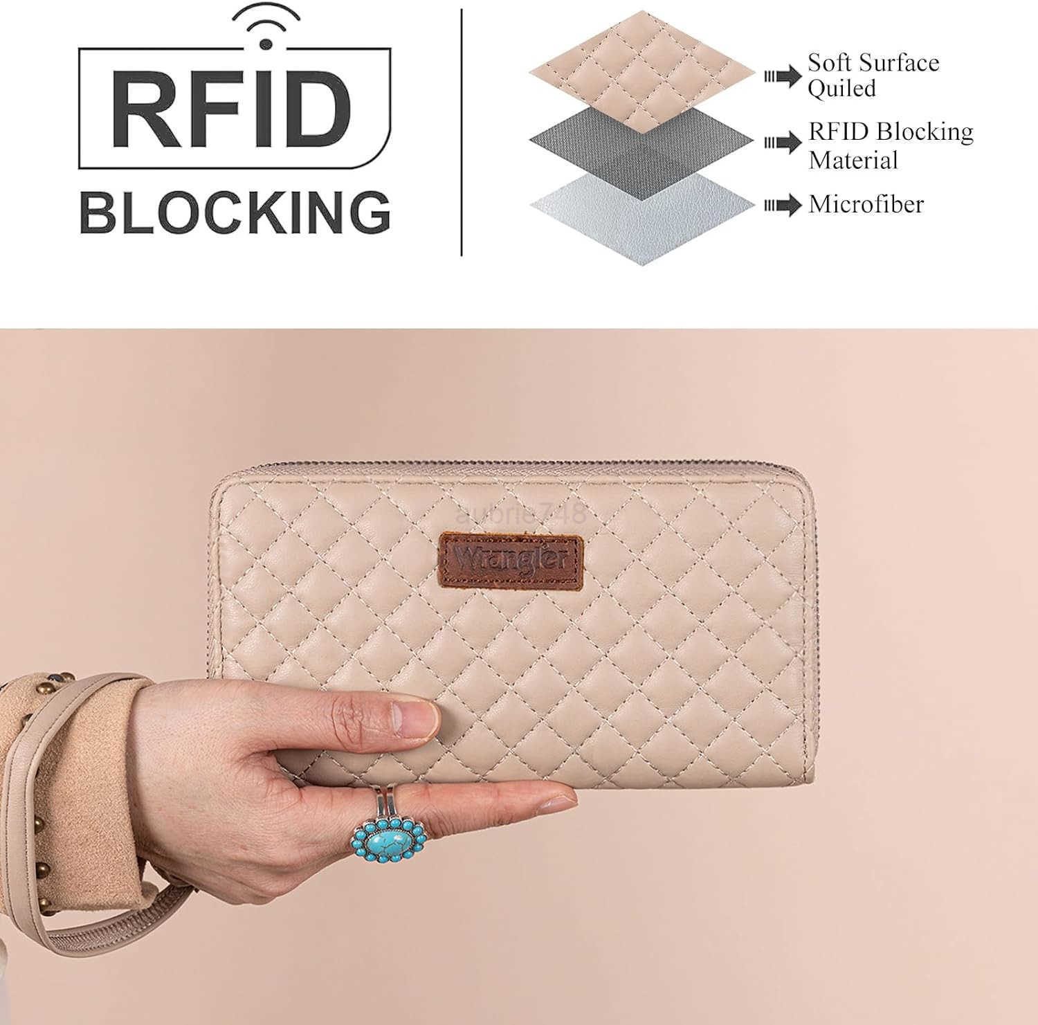 Large Quilted Wallet for Women with a Detachable Wristlet Rfid LiningZ250910