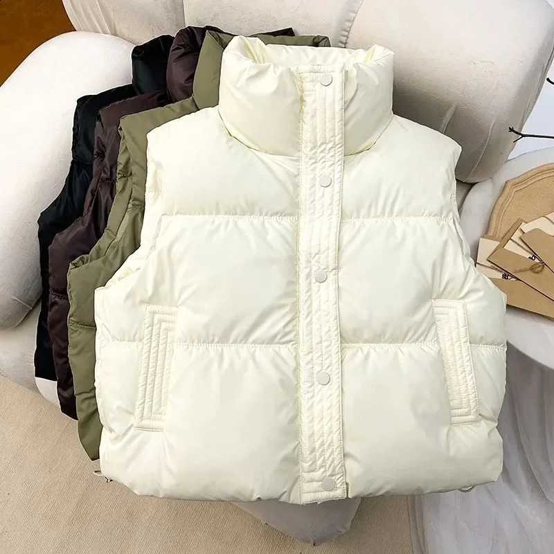 2025 Women Winter Warm Waistcoat Ladies Sleeveless Stand Collar Coats Warm Outerwear Casual Lightweight Puffer Vest Jackets 250823