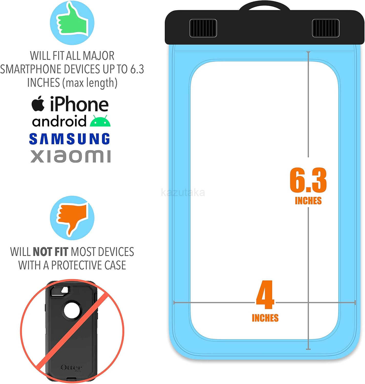 On Lanyards Waterproof Phone Pouch Dry Case wTouch Screen for iPhone 15 14 13 12 11 Pro Max XS S22 Pixel 7 Fits Up to 65 Screen Large Floating Holder 