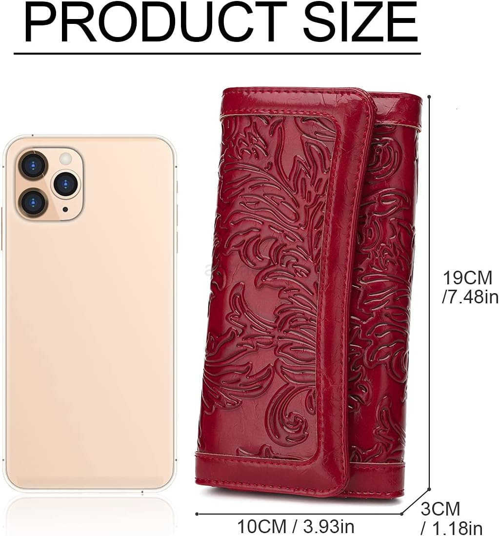 Womens Wallet Leather RFID Blocking Trifold Ladies Purse Embossed long Clutch Card Holder Phone Checkbook OrganizerZ250910