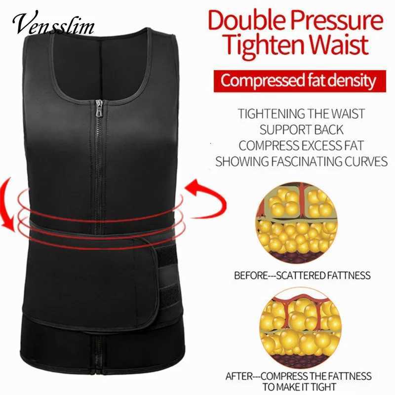 Vensslim Waist for Men Hot Neoprene Sauna Suits Zipper Sweat Vest with Adjustable Belt Gym Workout Body Shaper Tank Tops W250910