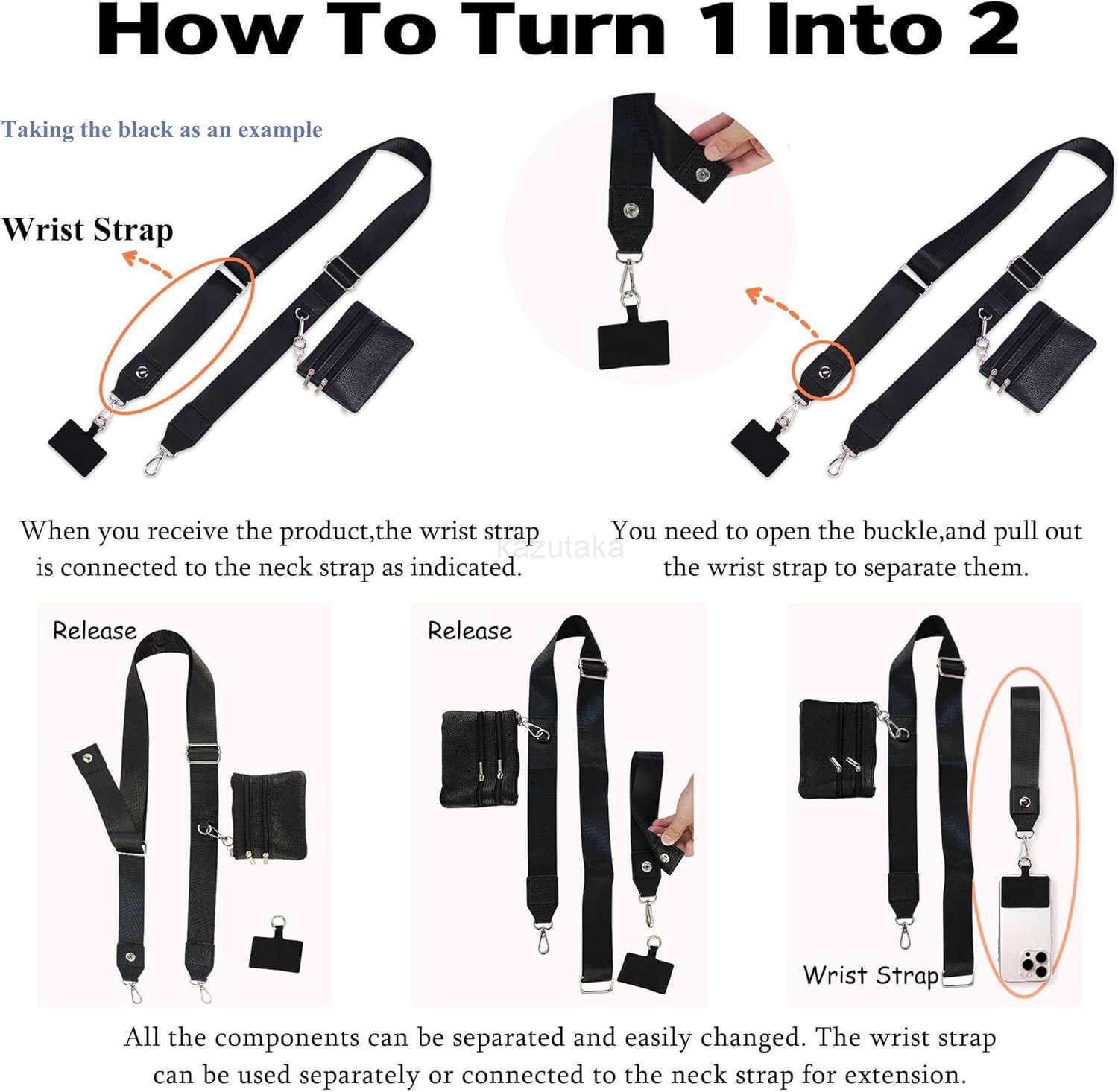 Phone Lanyard Crossbody Wrist Strap Adjustable Clip and Go Strap for Phone with Wallet Crossbody Z250910