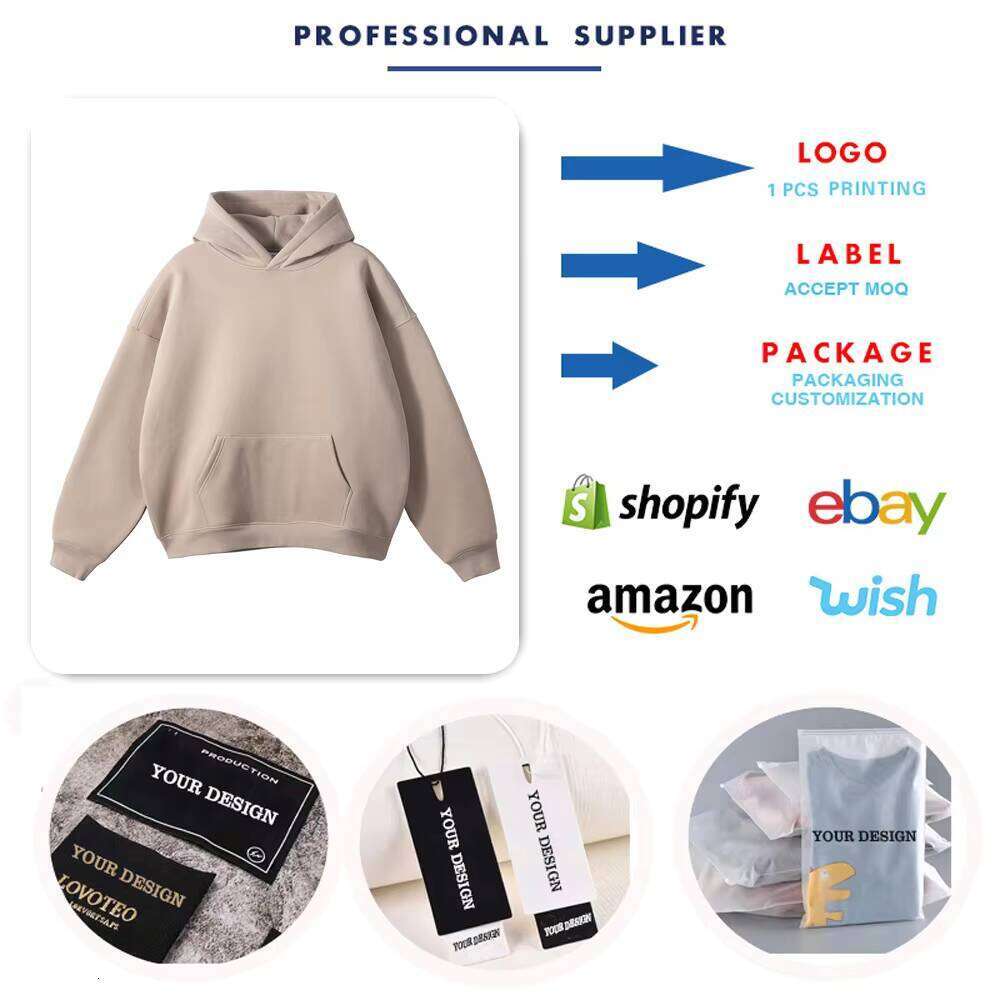 Logo Puff Print American Streetwear 380g Heavyweight Cotton Polyester Men's Regular Sleeve Hoodie and Sweatshirt