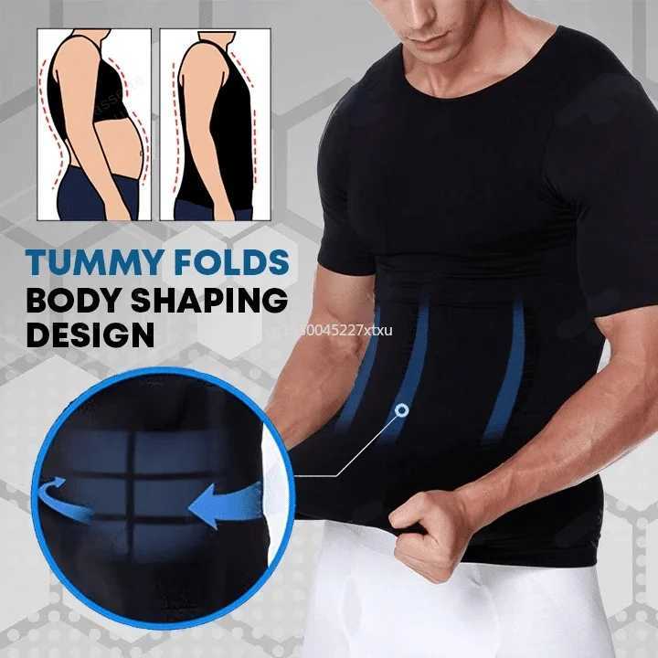 Mens Shaper Cooling TShirt Compression Shapewear Body Shaper Chest Binder Shirt Slimming Waist Tummy Trimmer Shapers Body Top W250910