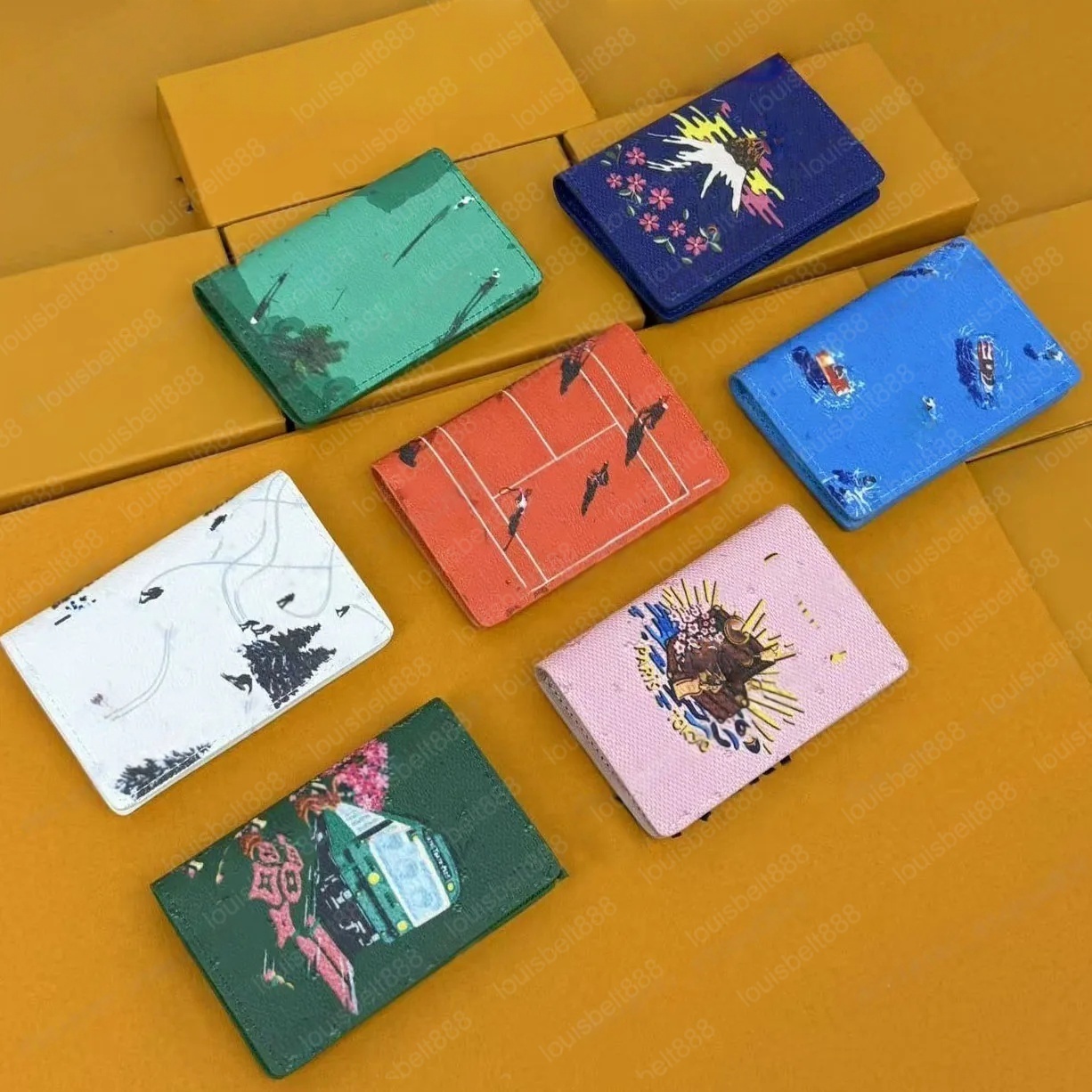 mens golf wallet cardholder designer Leather Wallets Retro Classic Card Holders Credit card package Purse multiple colors porte feuille with box Free shipping