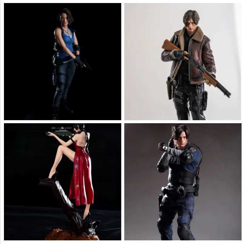 32cm Leon Zombie Hunter Leather Leon Anime Figure Boys Collection Action Model Doll Desk Decoration Gk Large Statue Toys GiftsXJ250910