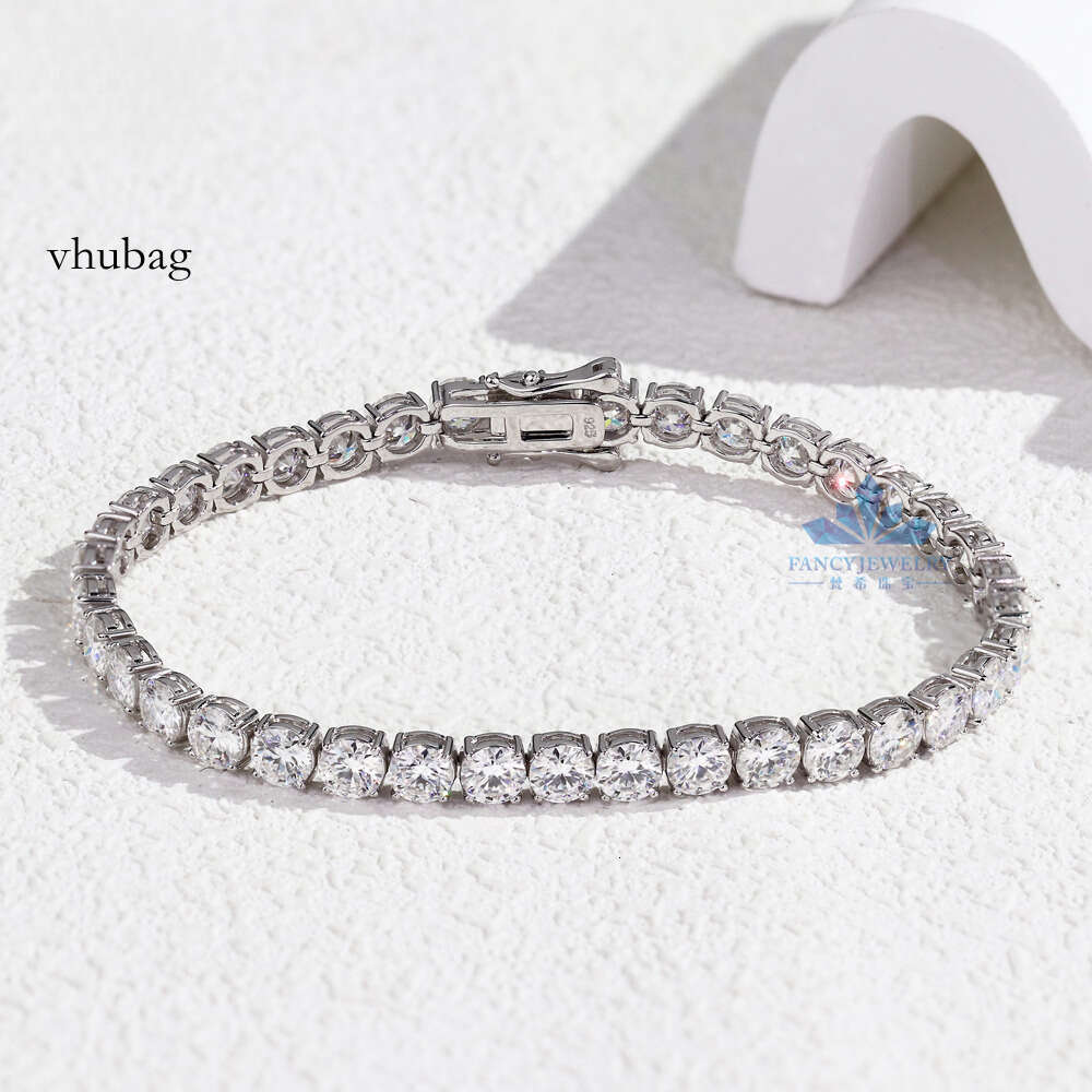 Sier D VVS Moissanite Tennis Women Various Sizes 2mm-6.5mm Gold Plated Bracelet Bangle for Gift or Wedding