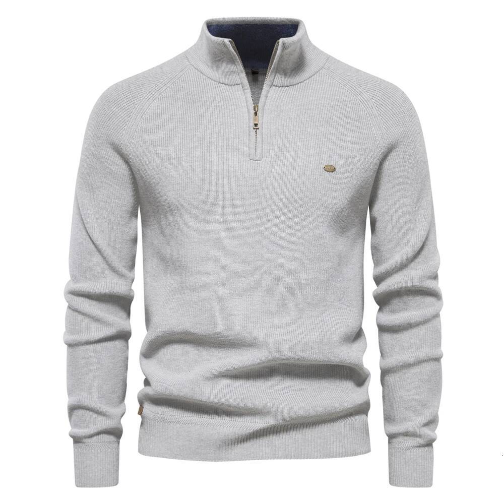 2023 New Autumn Cotton Zipper Cardigans for Fashion Casual Social Sweaters High Collar Warm Winter Knitted Sweater Men dongdumaoyi