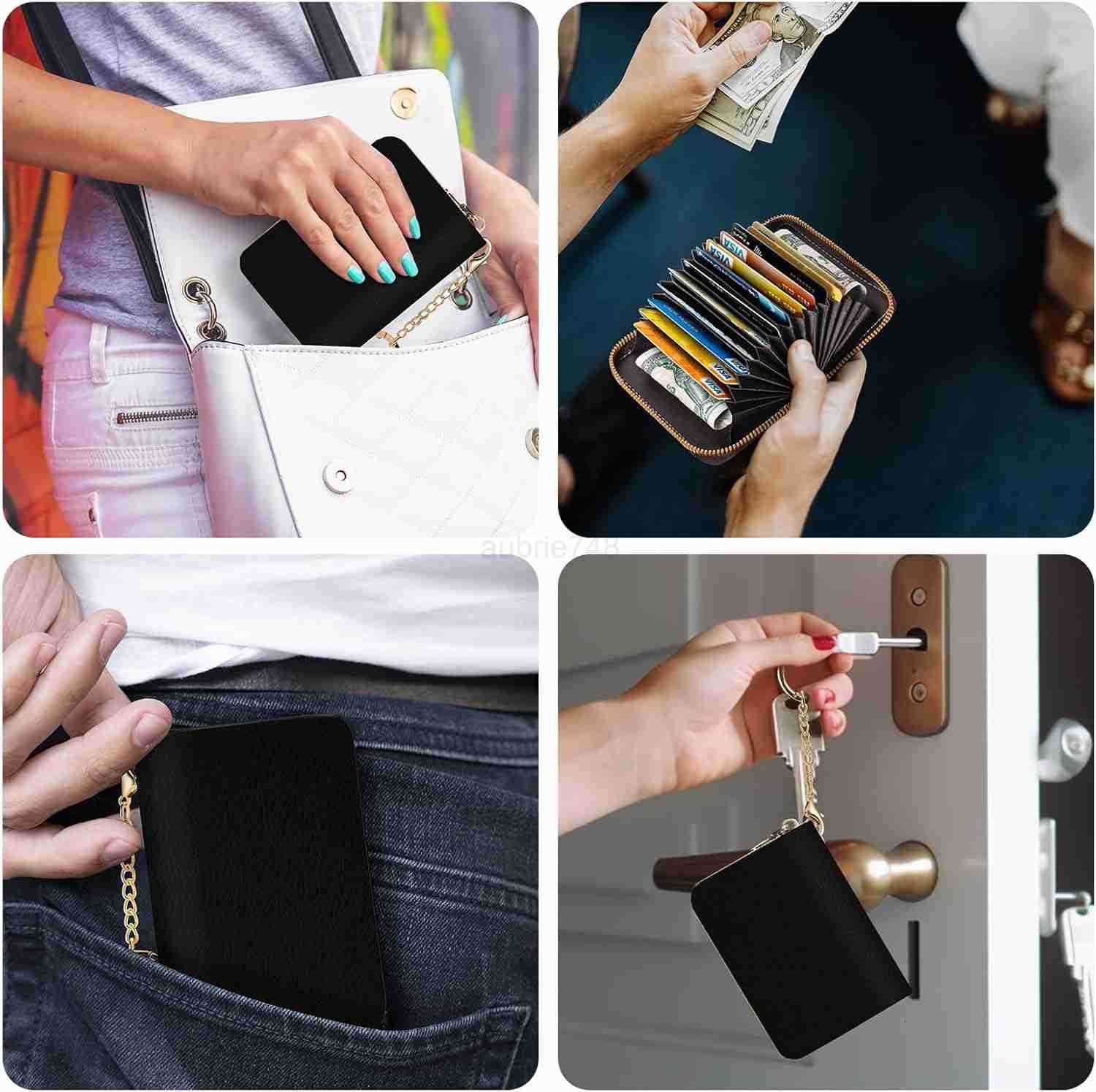 CARD Holder RFID Wallet Small Card Holder Wallet for Women with Keychain Zipper Funny Leather Print CARD Wallets Accordion GiftZ250910