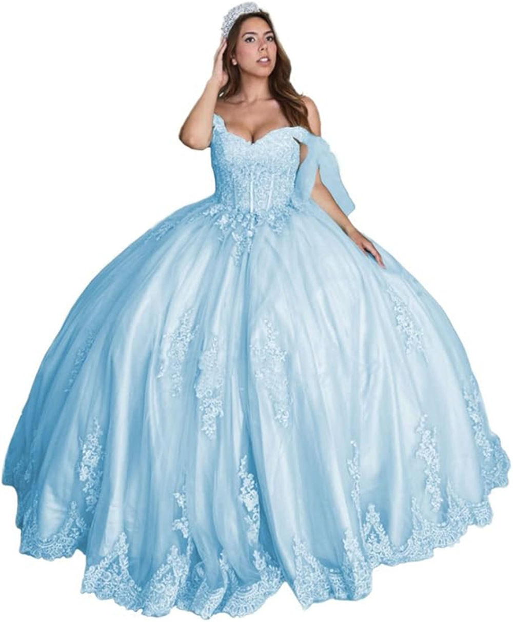 Elegant Lace Quinceanera Dresses Ball Gown Lace Up Corset 15 16 Birthday Prom Party Gown Vestidos De 15 Anos