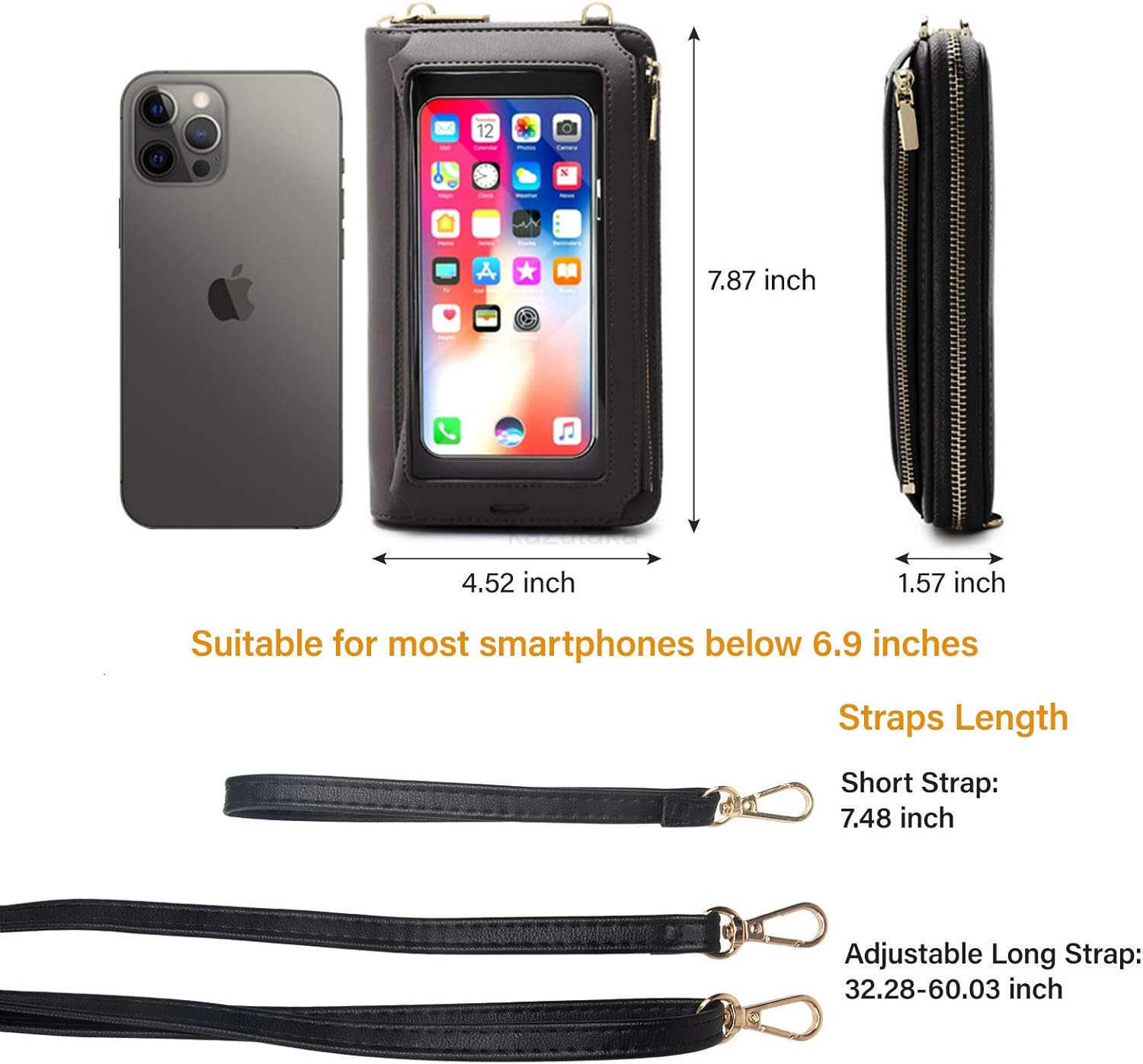 Women Touch Screen Purse Small Crossbody Phone Bag RFID Protection Wristlet Cell Phone Wallet Z250910