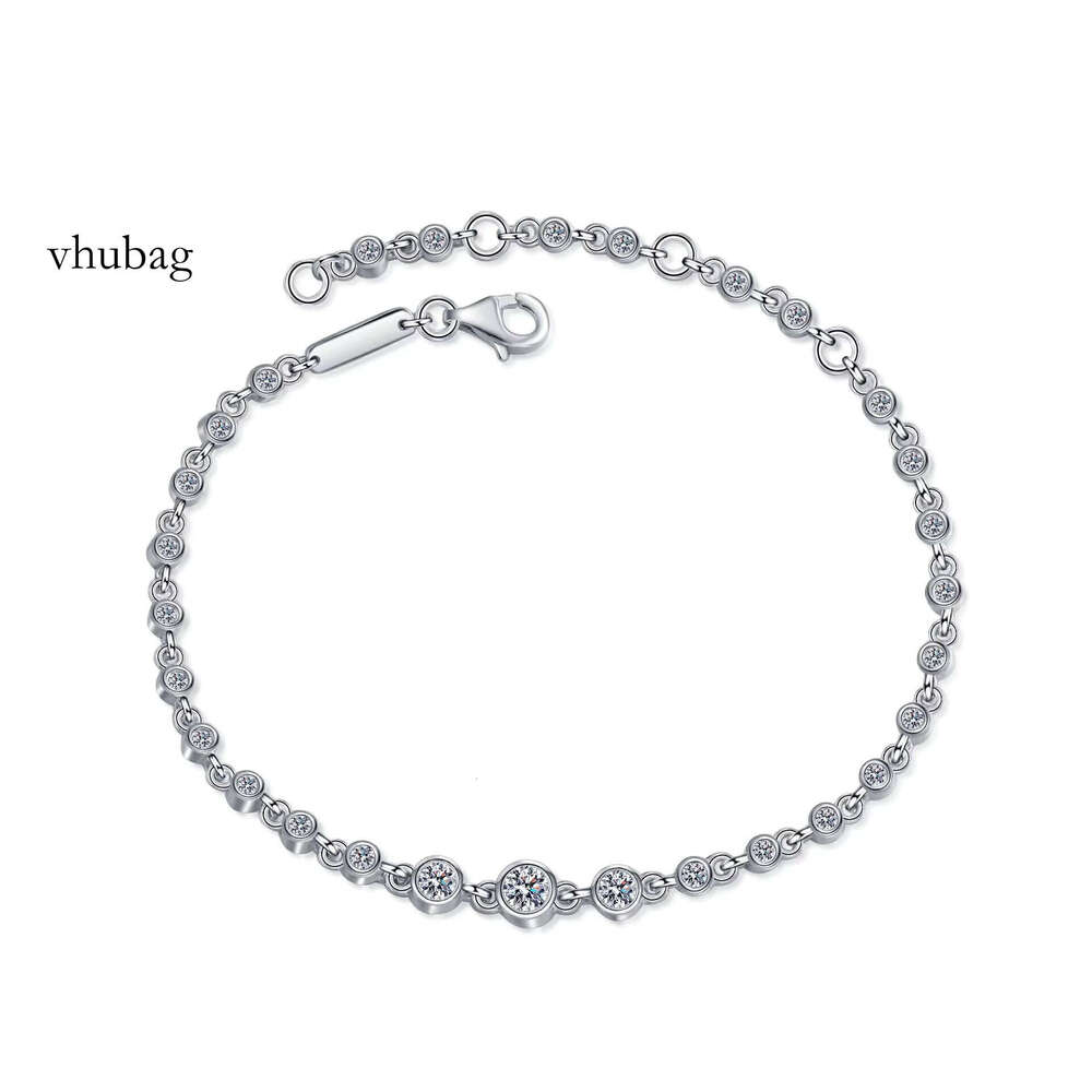 S Exquisite and High-end Minimalist Personality champagne Gold Moissanite Versatile Bracelet