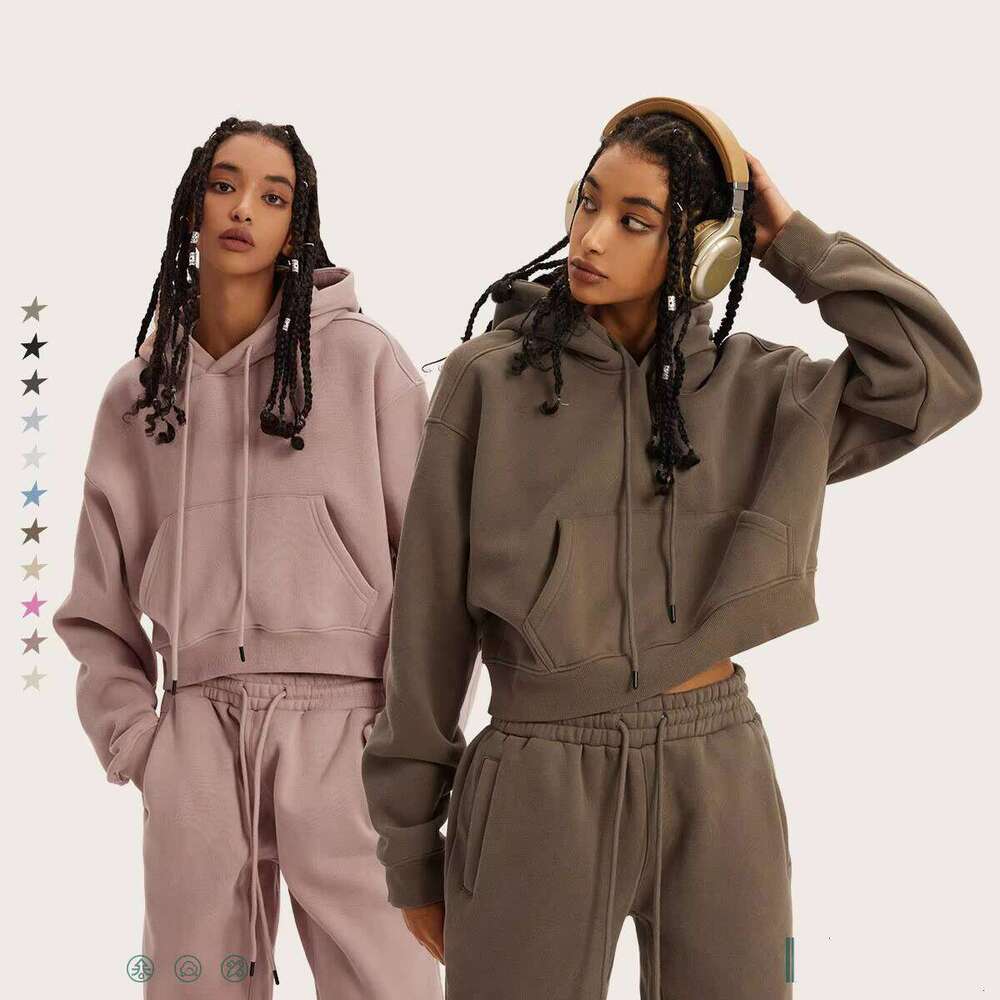 Pure Cotton Blank Long Sleeve Women's Sweatshirt Logo Short Hoodie